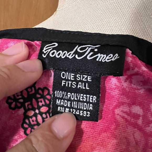 Good Times Womens Pink Orange Purple & Black Paisley Print Tunic Poncho One Size - Picture 6 of 6